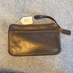 Coach black Leather clutch with Wrist Strap